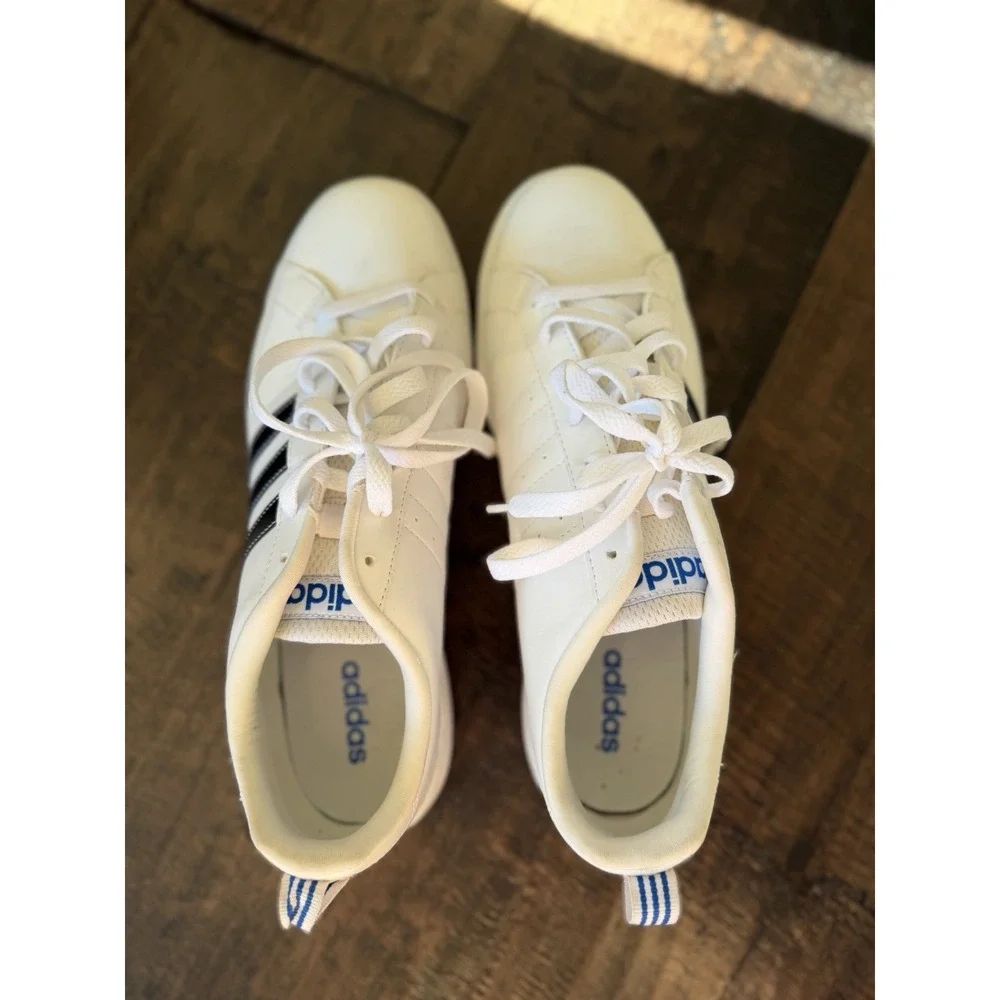 ADIDAS VS ADVANTAGE LEATHER LOW‎ SNEAKERS SPORT MEN SHOES WHITE/BLACK SIZE 11